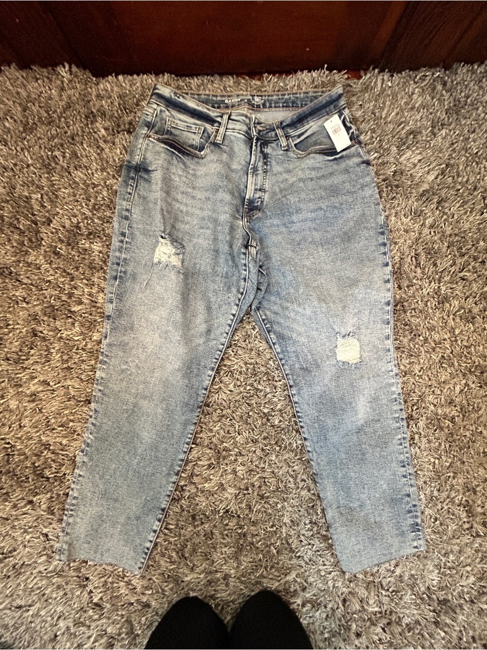 Old Navy Light Wash Distressed Mom Jeans